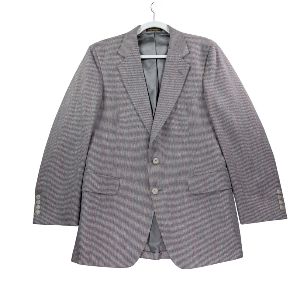 Lacrosse Blazer Mens L Brown Stripe Vintage Made in USA Sport Coat Academic